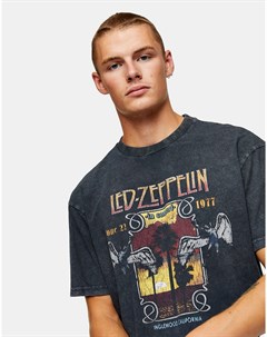 Черная футболка с надписью Led Zeppelin Topman