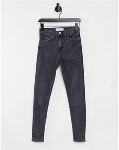 Черные выбеленные зауженные джинсы Jamie Topshop