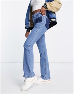 Расклешенные джинсы в стиле 70 х со вставками колор блок Rony French connection