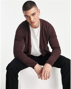 Бордовый трикотажный кардиган Topman