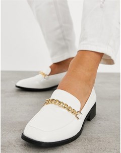 Туфли на плоской подошве белого цвета с эффектом крокодиловой кожи и цепочкой Aleema Raid