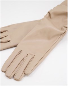 Светло коричневые перчатки из искусственной кожи Svnx