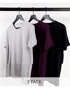 Набор из 3 футболок бордового черного и серого цвета Maxwell Lyle & scott bodywear