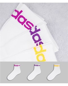 Набор из 3 пар белых носков обычной длины с логотипом пастельного цвета на манжетах Adicolor Adidas originals