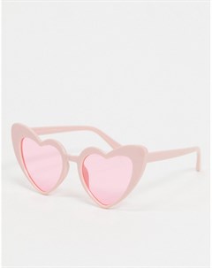Солнцезащитные очки с розовой оправой и стеклами в форме сердец Svnx