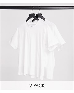 Набор из 2 белых классических футболок Topman