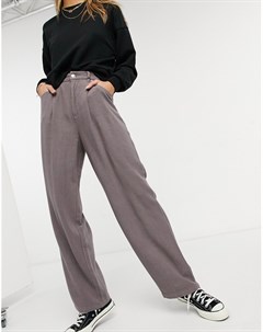 Свободные льняные брюки темно красного цвета в винтажном стиле с завышенной талией Asos design