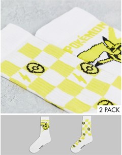 Набор из 2 пар спортивных носков с Покемонами в шахматную клетку и с Пикачу Asos design
