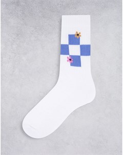 Спортивные носки с цветочным принтом в клетку Asos design