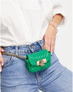 Миниатюрная стеганая сумка кошелек на пояс зеленого цвета Topshop