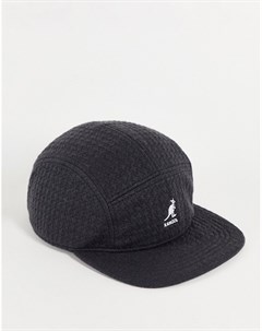 Черная 5 панельная кепка с тиснением Kangol