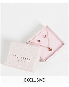 Эксклюзивный подарочный набор с покрытием из розового золота серьги гвоздики с розовыми кристаллами  Ted baker london