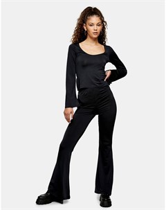 Облегающие брюки черного цвета с расклешенными штанинами Topshop