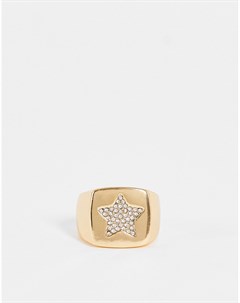 Массивное золотистое кольцо с отделкой в виде звезды Designb london