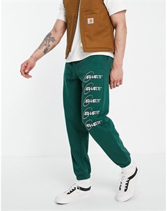 Зеленые спортивные штаны с логотипом орбитой Carhartt wip