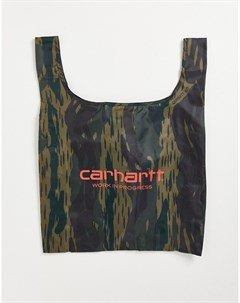 Камуфляжная сумка шопер из ткани рипстоп складывающаяся в брелок Carhartt wip