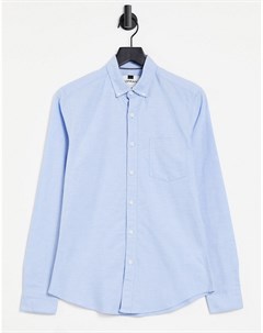 Синяя эластичная оксфордская рубашка с длинными рукавами Topman