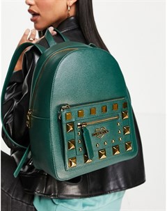Темно зеленый рюкзак с заклепками Love moschino