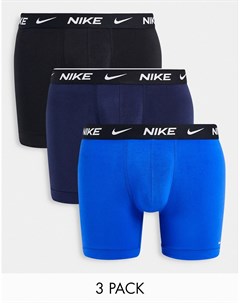 Набор из 3 хлопковых эластичных боксеров брифов черного темно синего синего цвета Nike