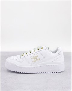 Белые кроссовки с золотистой матовой отделкой Forum Adidas originals