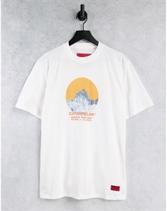 Кремовая футболка с принтом гор в круге Caterpillar Cat footwear