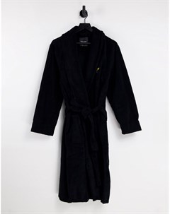 Черный халат с крупным логотипом Jeremy Lyle & scott bodywear