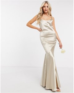 Атласное платье макси с пуговицами на спине Bridesmaid Asos design