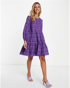 Фиолетовое платье мини в клетку French connection