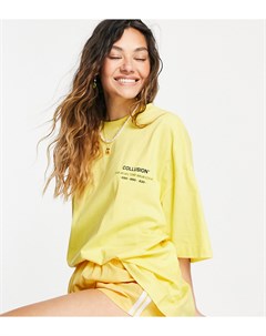 Желтая oversized футболка с текстовым принтом Unisex Collusion