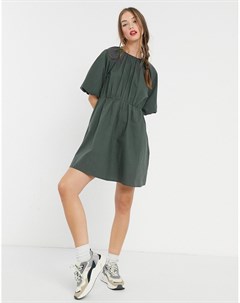 Свободное платье мини из поплина зеленого цвета Asos design
