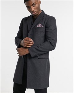 Угольно серое пальто из ткани с добавлением шерсти Harry brown