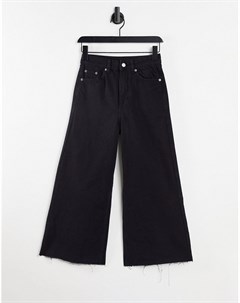 Укороченные широкие джинсы черного цвета Aiko Dr denim