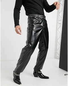 Черные джинсы из искусственной кожи свободного кроя Asos design