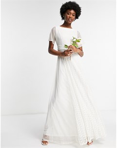 Белое свадебное платье мидакси с вышивкой и струящейся юбкой Frock and frill
