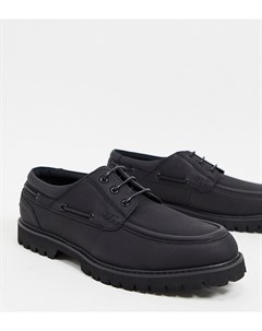 Черные ботинки из искусственной замши с массивной подошвой для широкой стопы Asos design