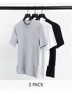 Комплект из трех обтягивающих футболок с круглым вырезом Asos design