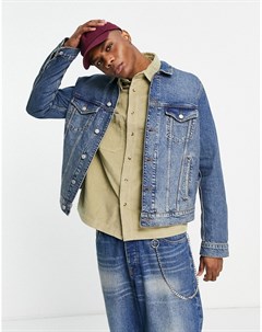 Классическая джинсовая темно выбеленная тонированная куртка Asos design
