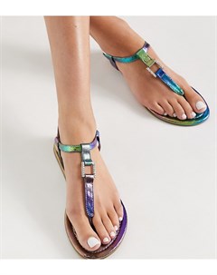 Разноцветные сандалии для широкой стопы на плоской подошве с фурнитурой Wide Fit Fulfil Asos design