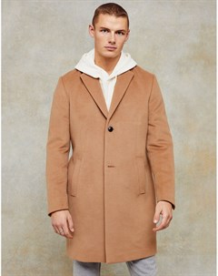 Светло коричневое пальто классического кроя Topman