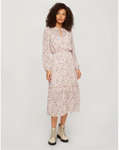 Розовое платье миди из ткани добби с цветочным принтом Miss selfridge