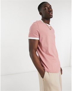 Розовая футболка с окантовкой Asos design