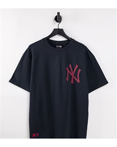 Темно синяя oversized футболка с символикой команды New York Yankees эксклюзивно для ASOS New era