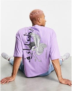 Фиолетовая oversized футболка с принтом на спине Asos design
