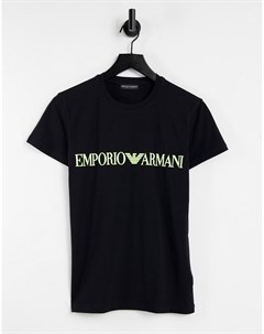 Черная футболка Megalogo Emporio armani bodywear