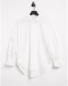 Белая хлопковая рубашка с отделкой на манжетах Vila