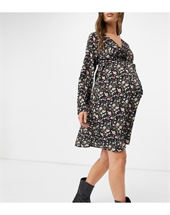 Платье мини в мелкий цветочек с запахом спереди Mamalicious Maternity