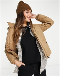 Светло коричневая дутая куртка с капюшоном Vero moda