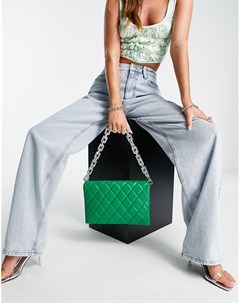 Зеленая сумка через плечо со сменным ремешком и разными вставками Asos design