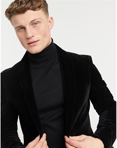 Бархатный пиджак черного цвета Moss London Moss bros