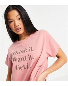 Розовая спортивная футболка в стиле oversized с логотипом Hoxton haus petite